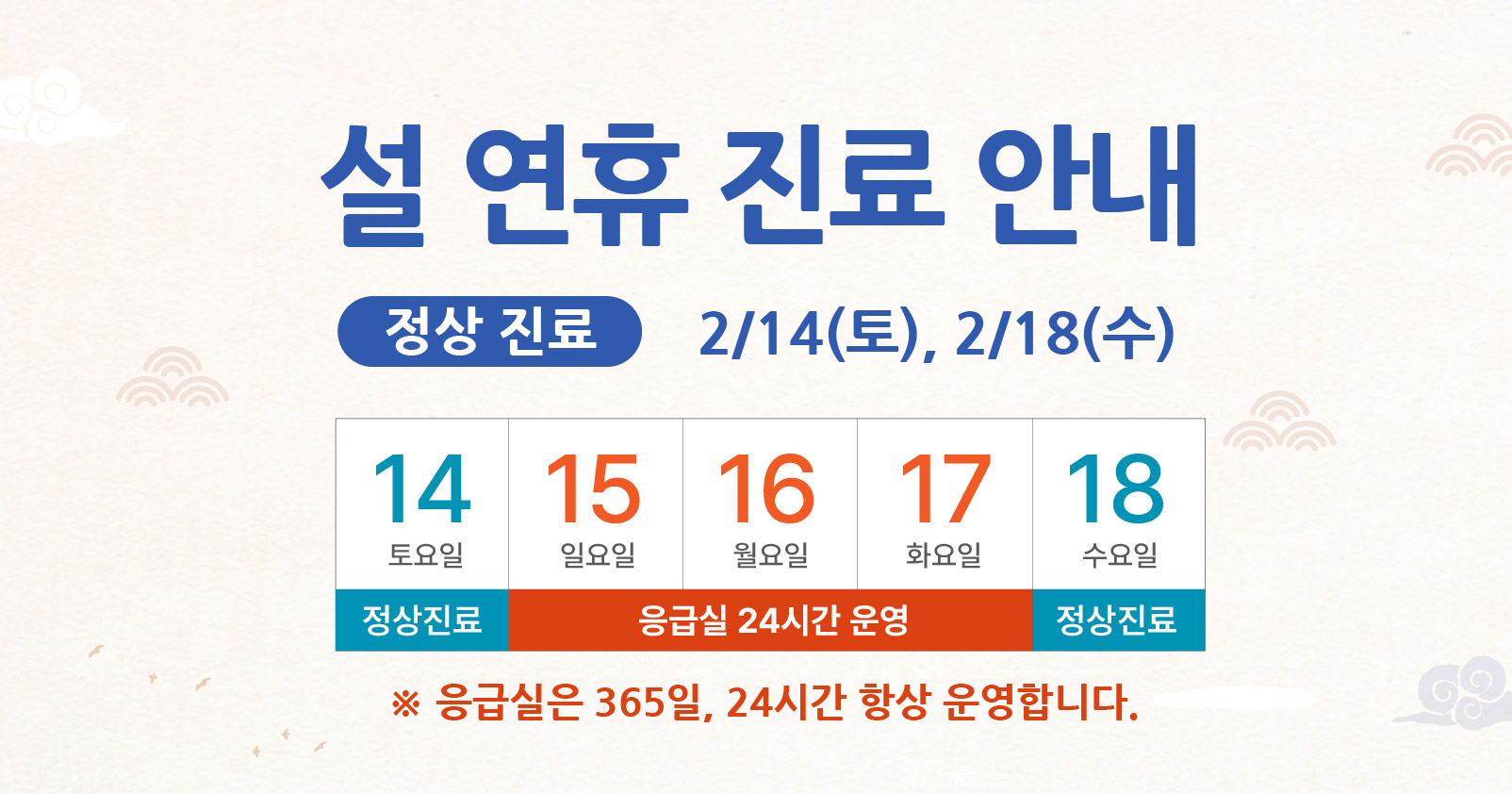 2026 설명절 응급실, 진료안내